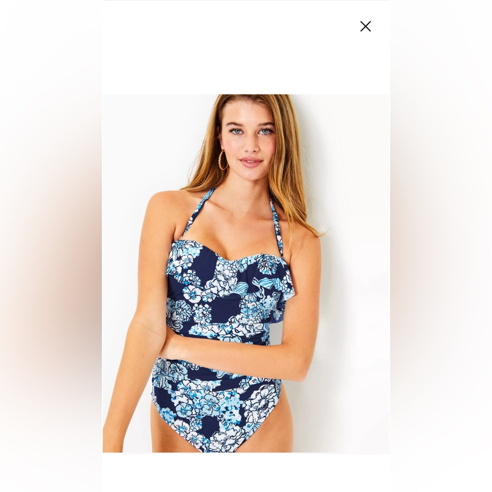 Lilly Pulitzer Navy Blue & Light Blue Floral One-Piece Swimsuit RubyAnn